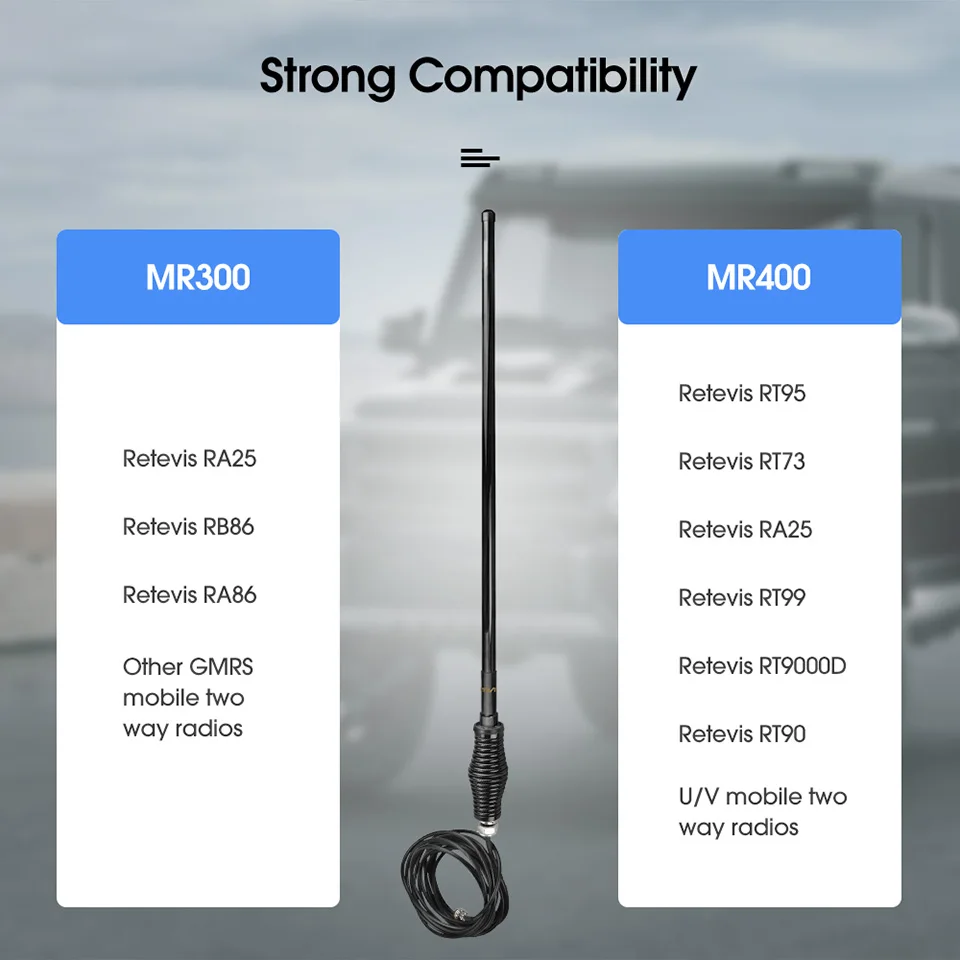 Car Mobile Radio Antenna FRP Fiberglass Radome UHF VHF SL16-J with Spring Mount Retevis MR400 for RT95 RT73 RT90 MR300 GMRS RA86