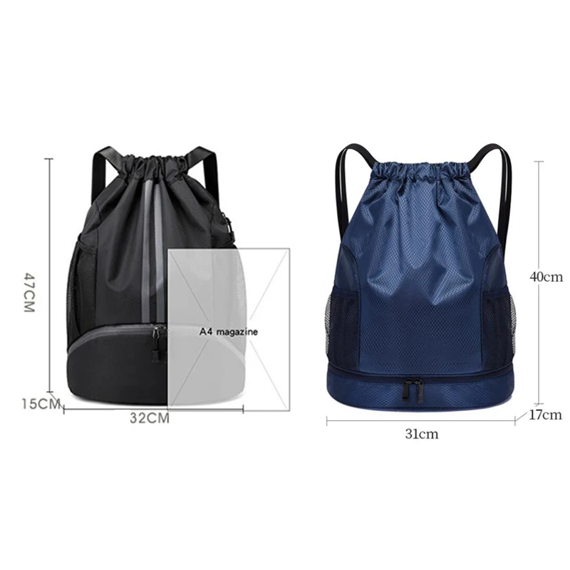 Fitness Drawstring Waterproof Backpack Basketball Football Backpack with Ball and Shoe Compartment Sport Bag Men Gym Soft Bag