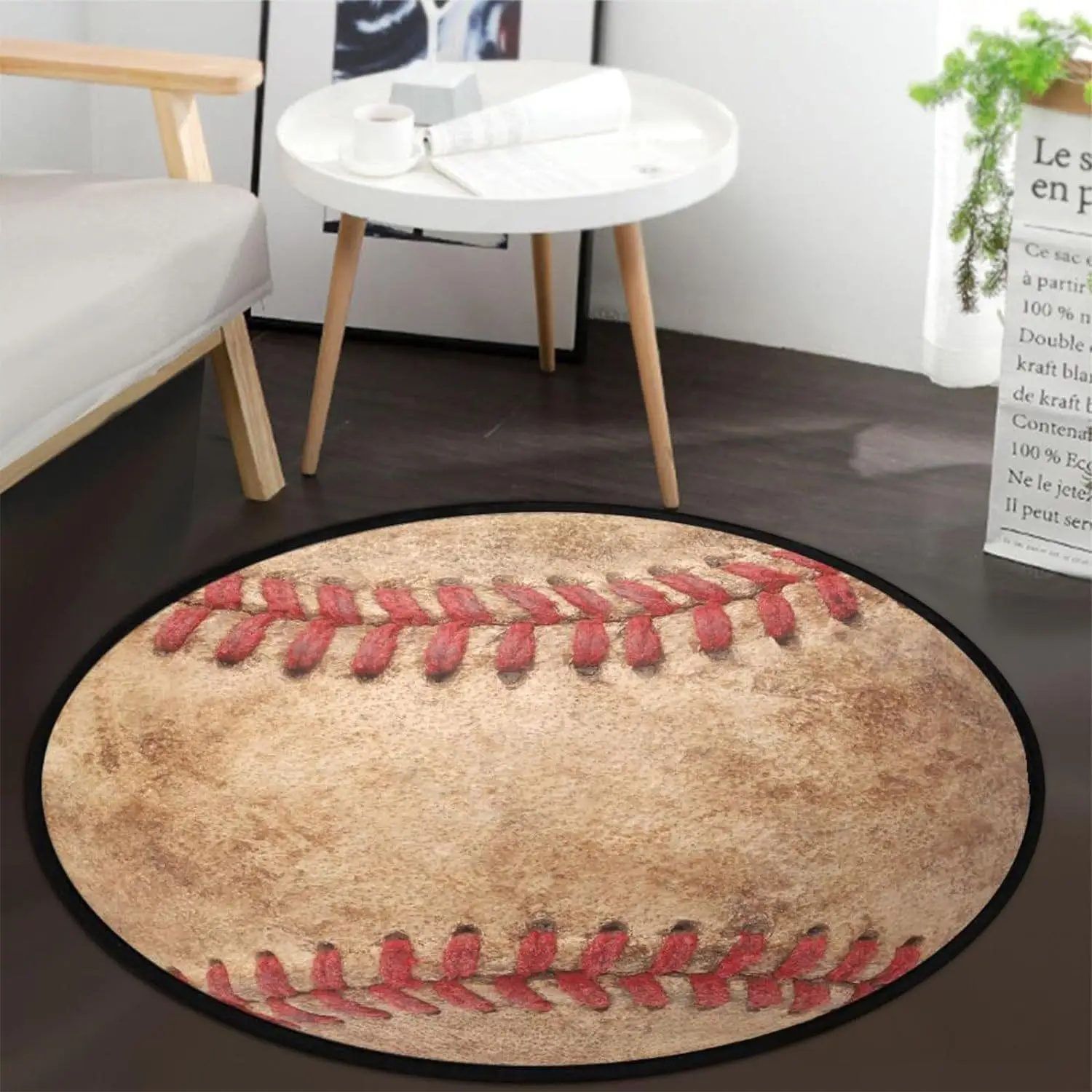 שטיח ספורט ריאליסטי לכדורסל בייסבול כדורגל עגול לא מחליק שטיח לסלון חדר משחקים עיצוב בית שטיחים לחדר שינה