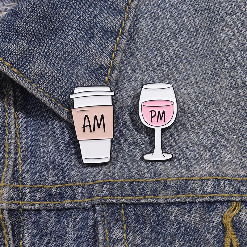 Kreative Metall broschen Kaffee bin Wein pm Cartoon Revers Abzeichen Rucksack Kleidung Emaille Pin Zubehör Geschenk für arbeitende Menschen – Detail 10