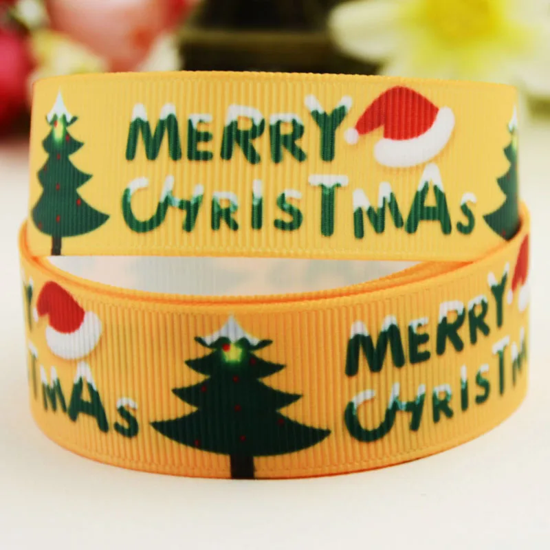 

22mm 25mm 38mm 75mm Ruban satin Christmas printed Grosgrain Ribbon Hair Accessories party decoration 10 Yards X-02736