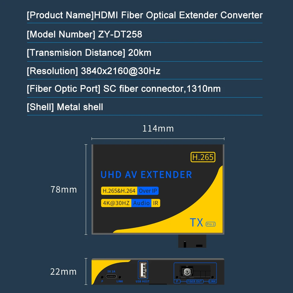 4K 30Hz 20Km HDMI Fiber Optic USB KVM Extender Video Transmitter Receiver Over S