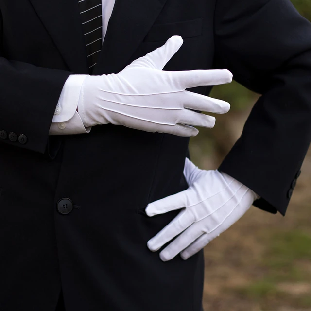 Guantes formales blancos para hombre, uniforme de algodón blanco, guantes y  guantes de inspección, guardia de Honor, desfile, Cosplay, 2 pares -  AliExpress