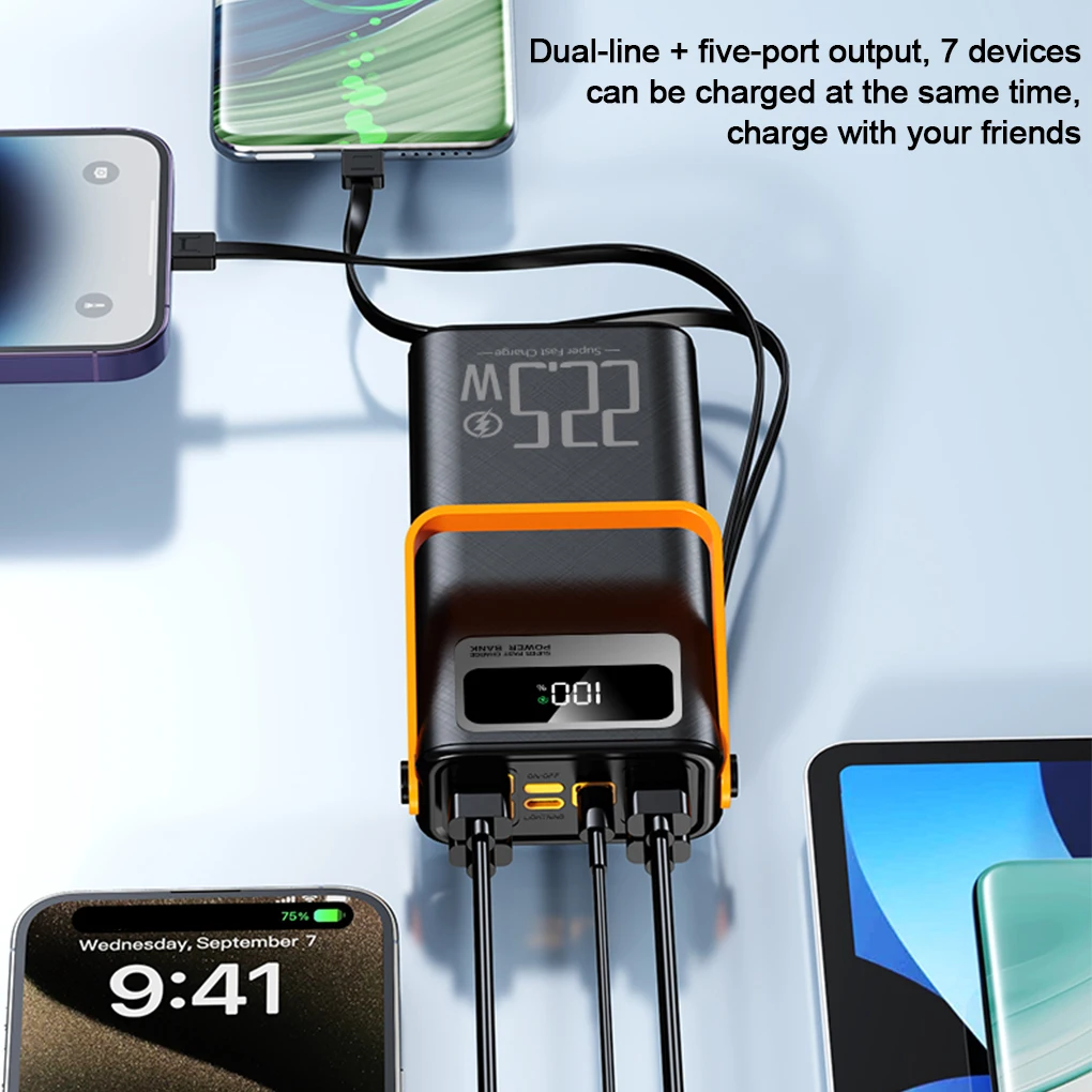 22.5W 빠른 충전 발전소 20000mAh 휴대용 전원 은행 태양열 발전기 LED 캠핑 Phon 야외 비상 전원 은행