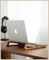 HeMu Walnut Wood Laptop Stand – Ergonomic Split-Type Notebook Riser with Hollow Design for Heat Dissipation – Desk Organizer 4