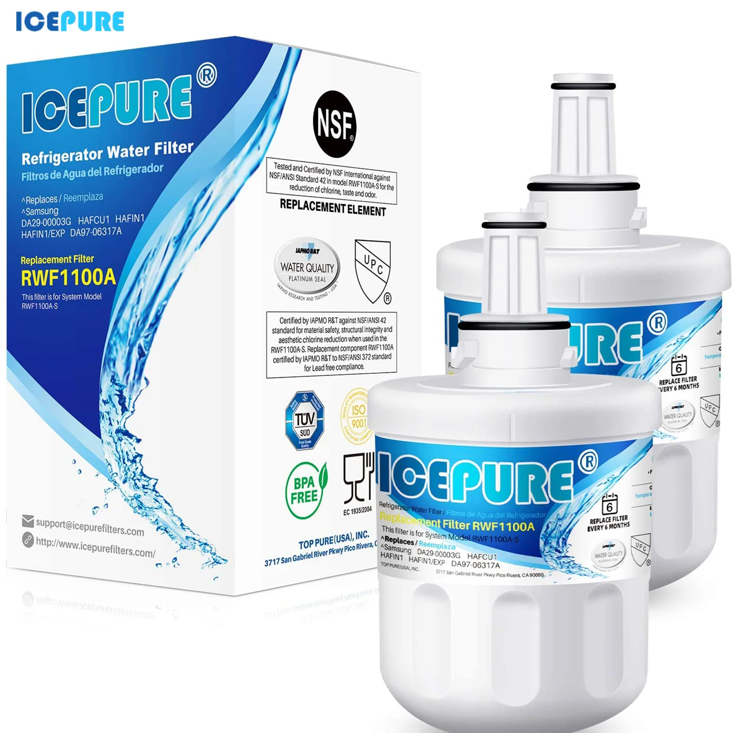 ICEPURE Refrigerator Water Filter Replacement for Samsung DA29-00003G, DA29-00003B, DA29-00003A, DA29-00003F Aqua-Pure Plus