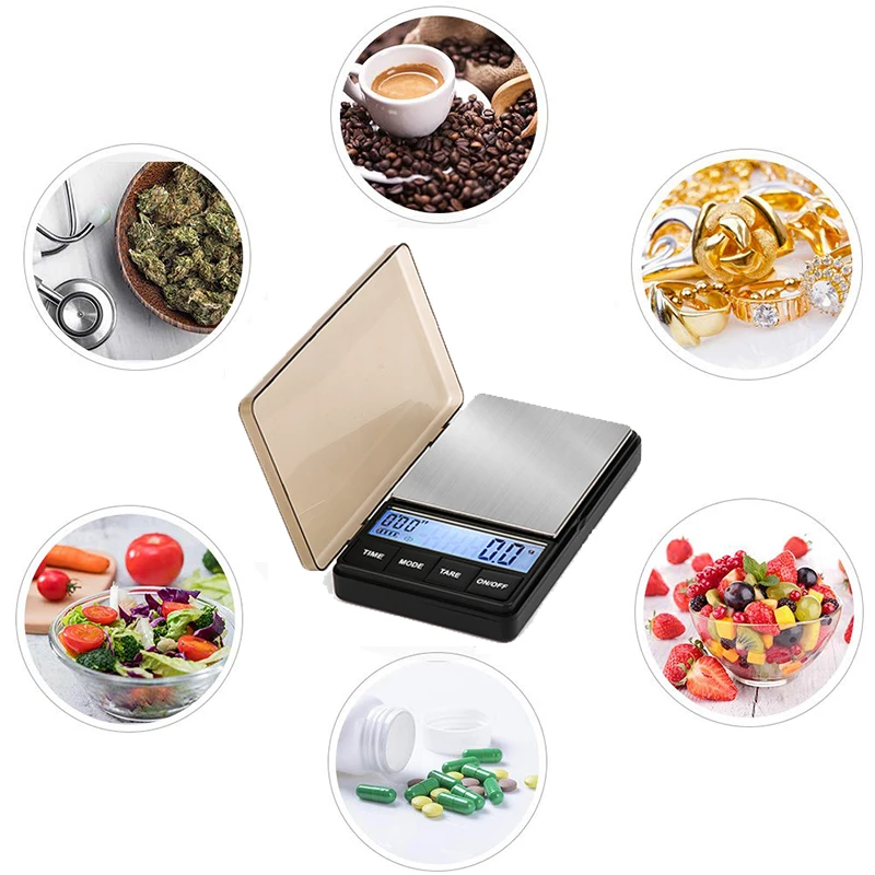 Pocket Small Coffee Scale with Timer 1000 x 0.1g Digital Gram Scale Large  LCD Screen Espresso Scale with Tare Function