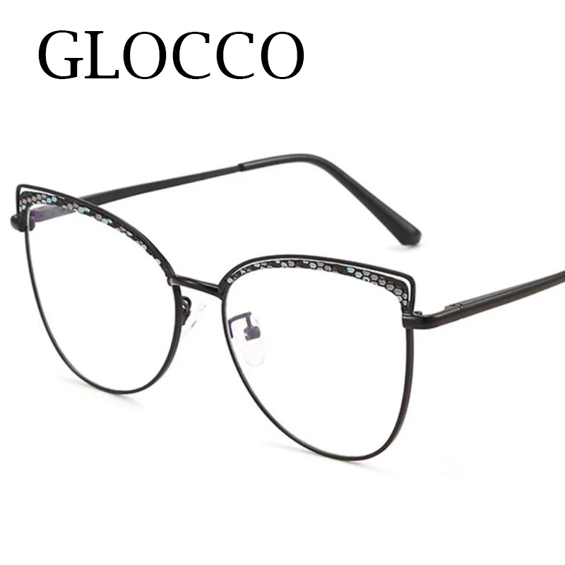 Metal Cat Eye Anti Blue Light Myopia Glasses Women Fashion Brand Big Frame Computer Glasses Finished Prescription Eyeglasses Plu 2