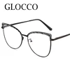 Metal Cat Eye Anti Blue Light Myopia Glasses Women Fashion Brand Big Frame Computer Glasses Finished Prescription Eyeglasses Plu 2