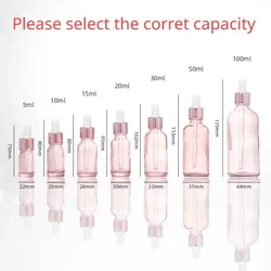 Refillable Pink Glass Dropper Bottles with Rose Lid for Aromatherapy and Essential Oils (Rose Gold)