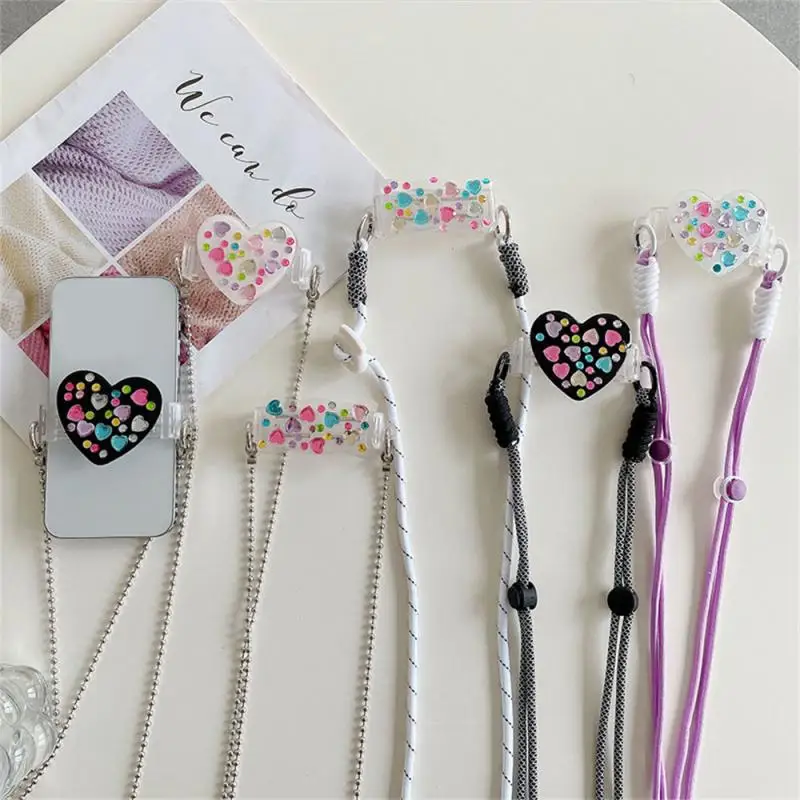 RYRA Love Shape Mobile Phone Back Clip Hanging Neck Mobile Phone Case Anti-drop Cell Phone Strap Rope Adjustable Pho