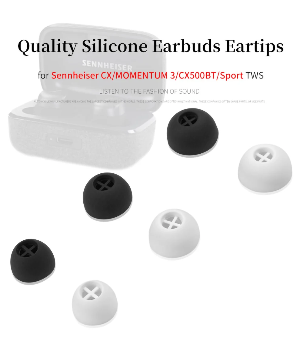 Quality Silicone Ear Tips for Sennheiser CX/CX500BT/MOMENTUM 3/Sport Earbuds Eartips MOMENTUM3 Ture Wireless Earphone Tips 5mm