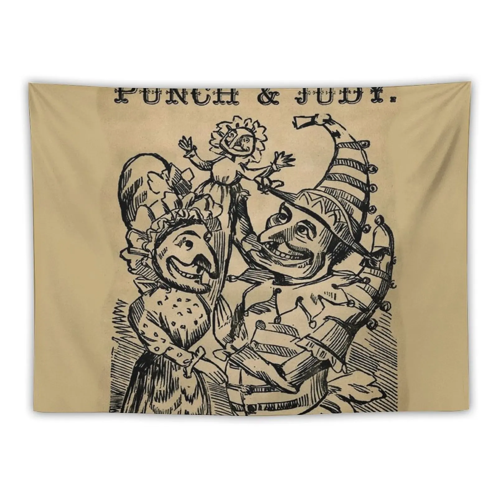 

Vintage Punch and Judy Illustration Tapestry Home Decoration Decorations For Room Tapestry