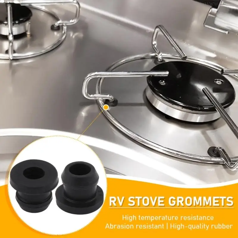 RV Stove Grommet 10Pcs Scratchproof Grates Grommet Stove Grommets Stove Parts Heat Resistant Grate Pad Accessories Black F0I5