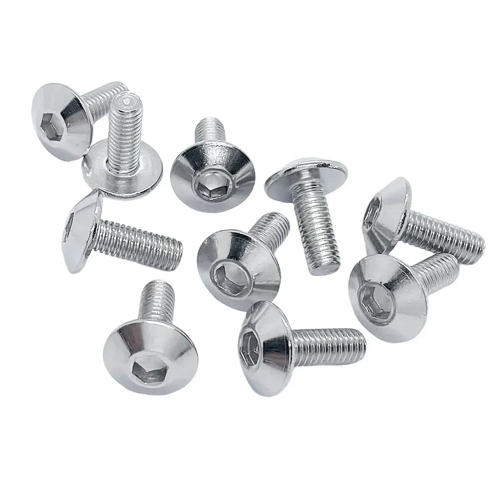 Stainless Steel Bolt 10pcs Large Flat Head Hexagon Socket M6 M5 For Car Motorcycle