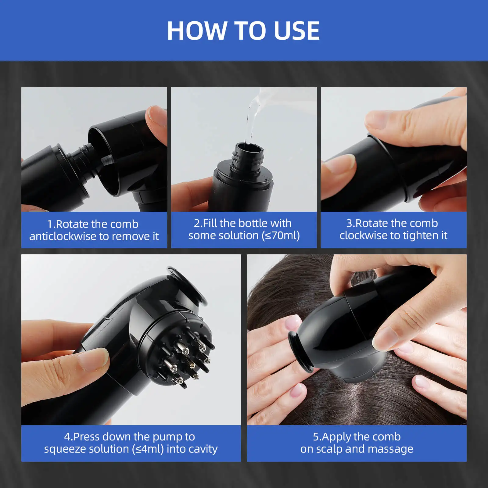 Handheld Scalp Care Applicator Comb Hair Nutrient Comb Scalp Treatment Hair Regrowth Essential Oil Liquid Guiding Massage Comb