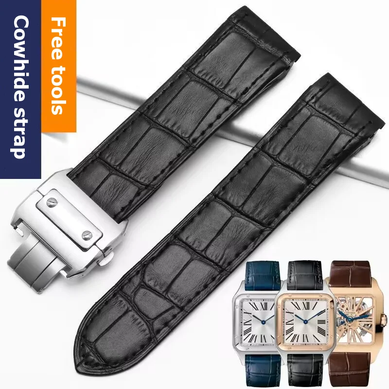 Accessori Per Cinturini Per Orologi In Vera Pelle Di Alta Qualità Per Cartier Santos De Cartier Series 20Mm 23Mm Sostituzione Del Braccialetto Dell'Or