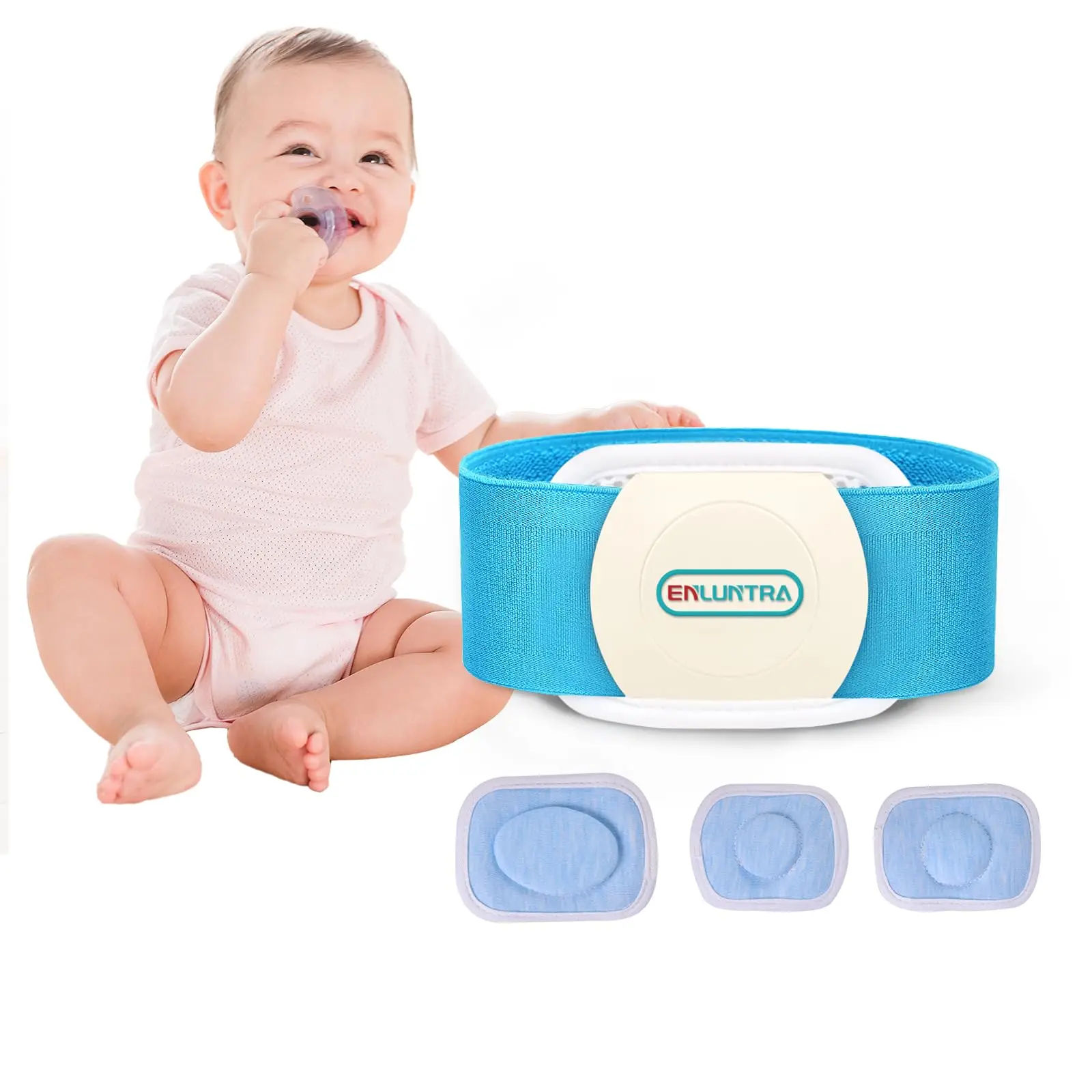 Umbilical Hernia Belt Baby Breathable Adjustable Belly Support Band Wrap with 3 Hernia Packs