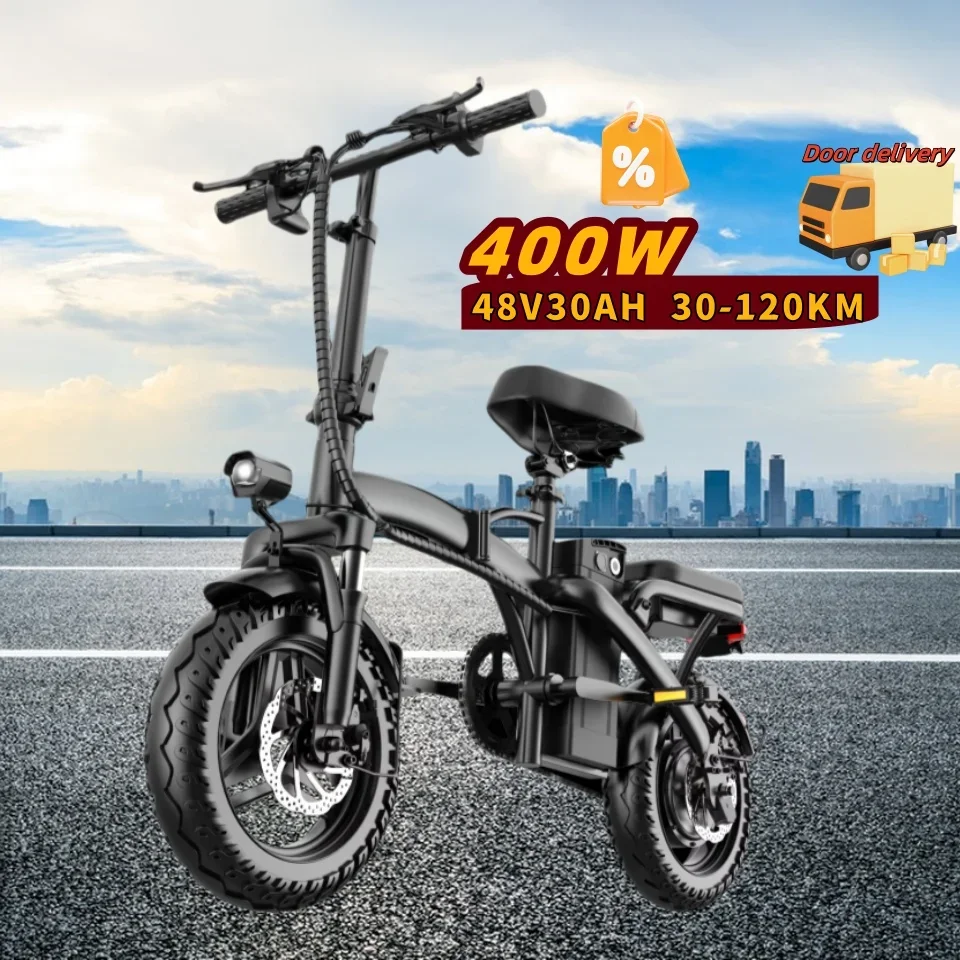 Mini Folding Electric Bike 48V 400W 30AH 14-inch Electric City Bike Folding Electric Bicycle Cheap Adult Battery Powered Scooter