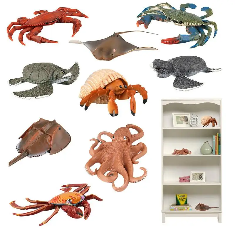 

Sea Animals Figures Mini Sea Animal Toys Featuring Crabs Sea Turtles Hermit Crabs Octopus Ray Chinese Horseshoe Crab For Child