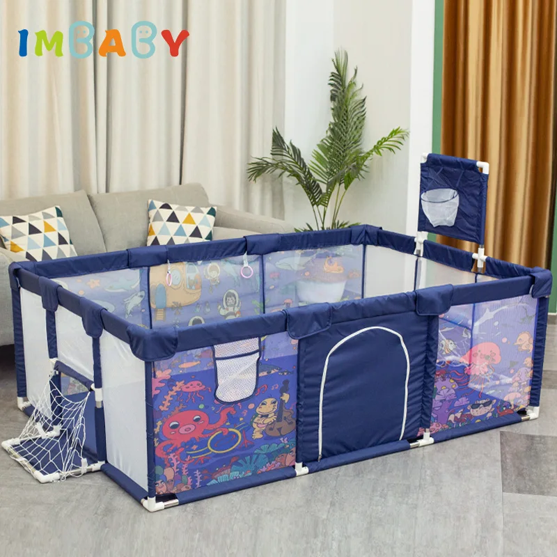 IMBABY Playpen with Pool Balls Large Cartoon Activity Fence Safe Playground for Toddlers Indoor/Outdoor Fun Playpen for Infants