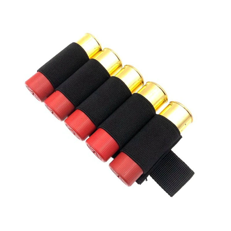 

Tactical 5 Round Shotgun Buttstock Shell Holder Elastic Ammo Holster 12/20GA Gauge Airsoft Gun Shell Case for Hunting Accessory
