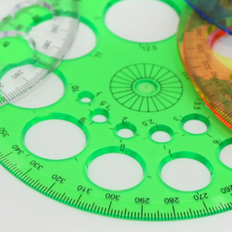 5 Pcs/Set Round Circle Template Circle Stencil Ruler Protractor Large and Small Drawing Aid ruler set drawing ruler
