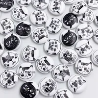 100Pcs white Cat Painted Wooden Buttons For Kid Clothing Sewing Scrapbooking Decoration DIY Needlework Button 15mm WB904 2