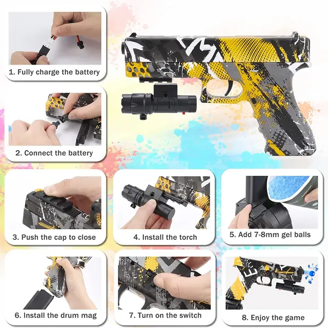 2 IN 1 Manual & Electric Splatter Ball Gel Blaster Water Toy Gun Outdoor Activities Games Airsoft Pistol For Boys 4