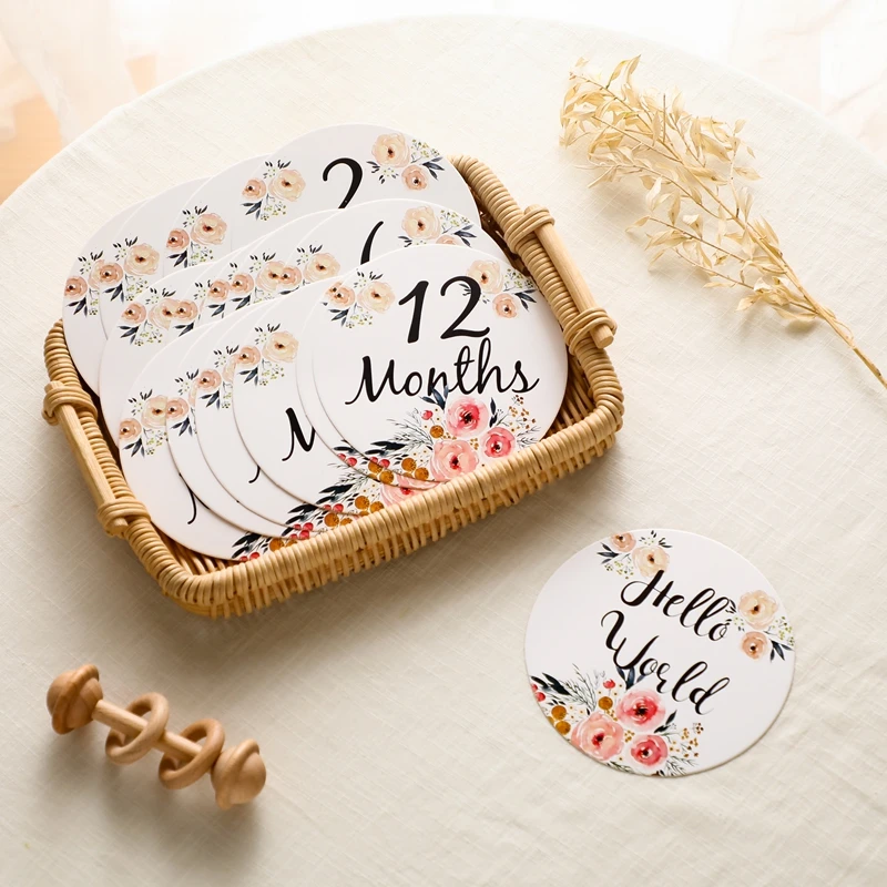 1 Satz Neugeborenen Schwan Meilenstein Baby 0-12 monatlichen Alter Meilenstein Baby Erinnerungen Papier karte Säugling Geburt Geschenk Baby Fotografie Requisiten – Detail 11