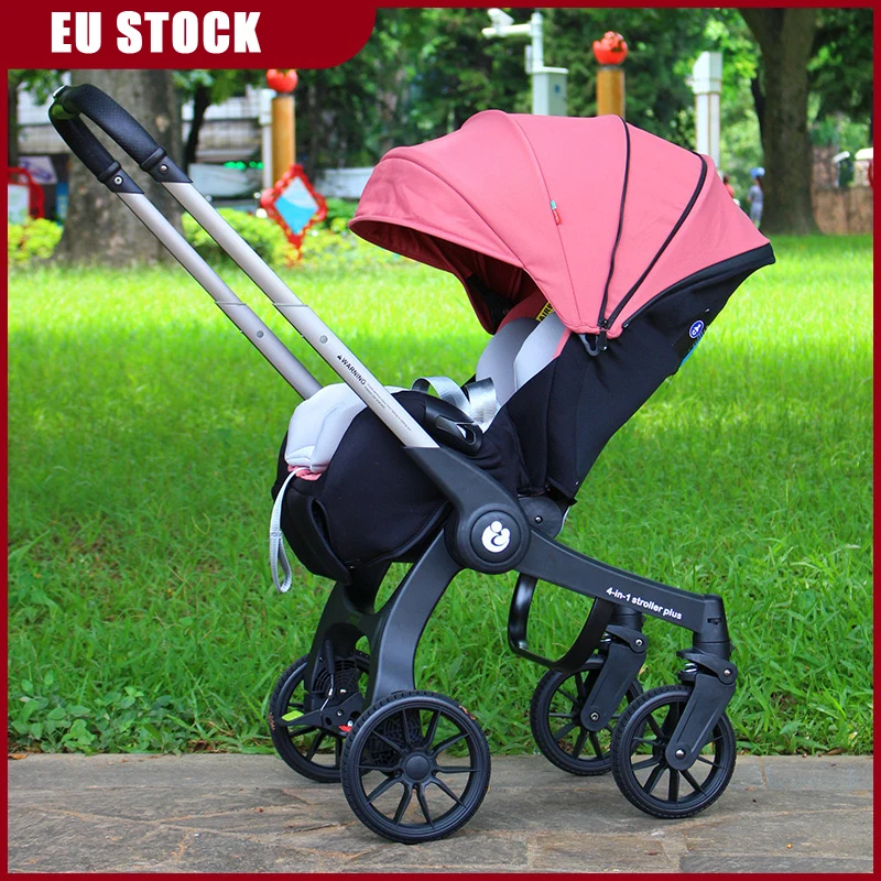 EU STOCK 4 in1 baby stroller Multifunctional newborn baby carriage Foldable Basket type seat Lightweight Travel Pram car seat 1