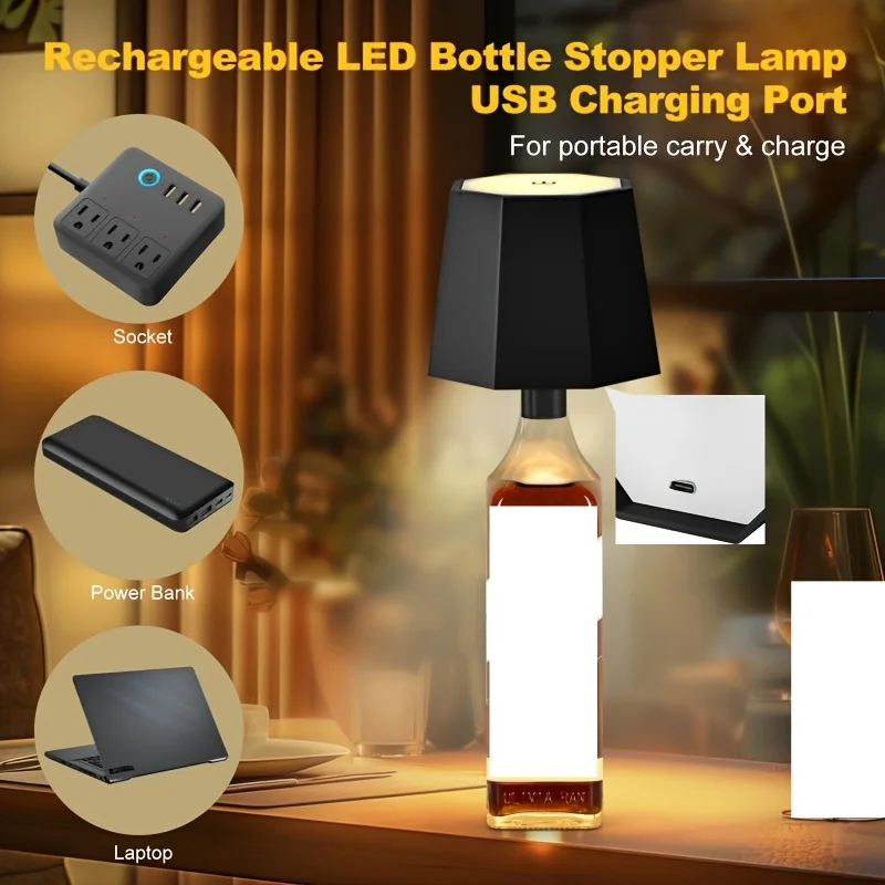 무선 LED 터치 테이블 램프 USB 충전식 테이블 램프 밝기 조절 가능 바, 레스토랑, 호텔, 침실, 커피숍 분위기 연출에 적합
