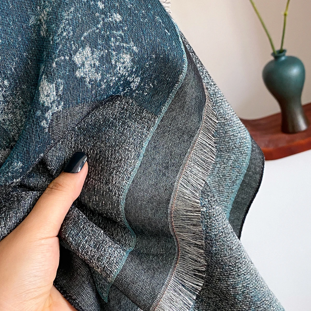 New Chinese Style Landscape Painting Women Scarf Soft Warm Pashmina Shawl Winter Outdoor Coldproof Windproof Blanket Wrap Scarf