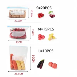 Silicone Leakproof Reusable Food Storage Bags - Set of 45 (45PCS)