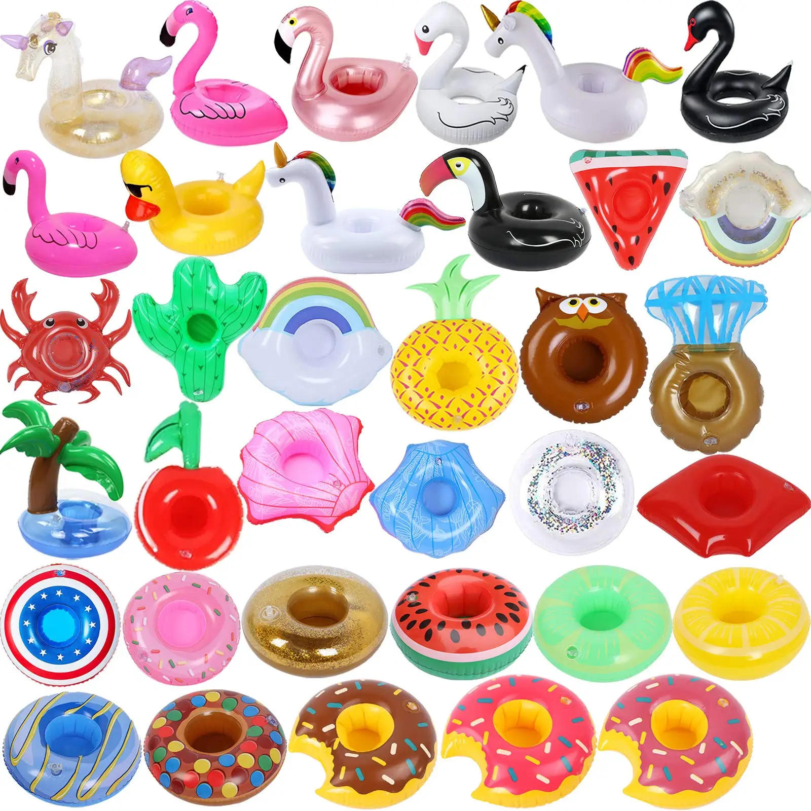 40StylePool Drink Floats Inflatable Drink Holder Drink Floaties Floating Cup For Summer Swimming Pool Party Baby Shower Favors