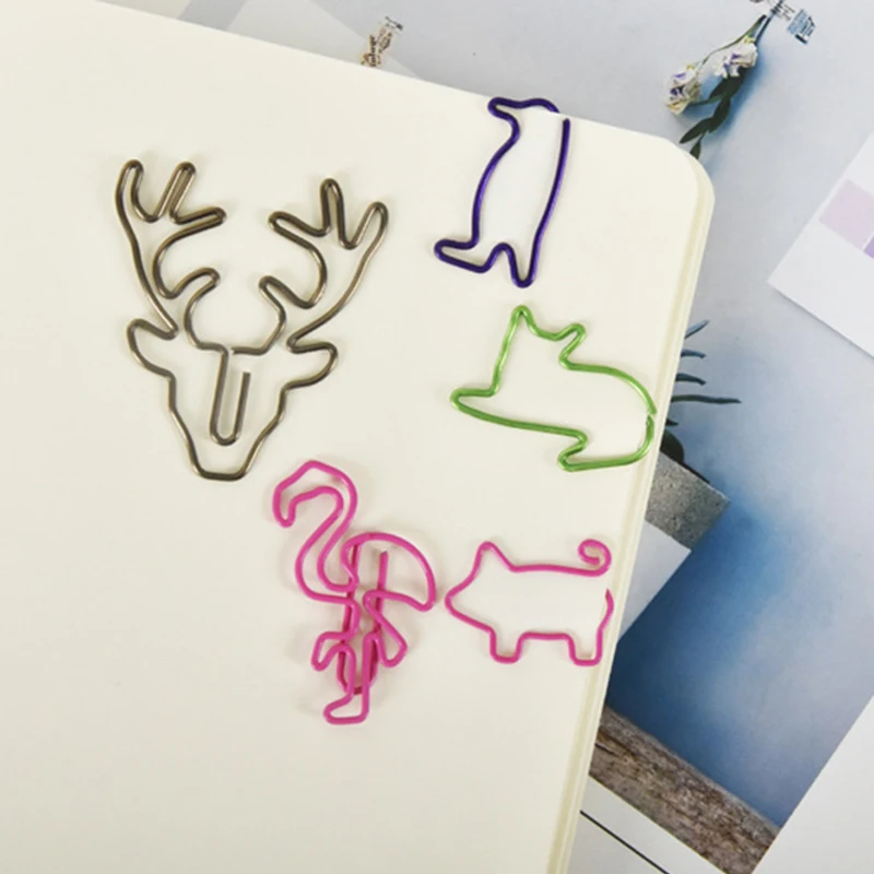 Paper Clips 10pcs/Lot Paper Clip Kawaii Animal Shape Office Supply Paper Clip Bookmark Gift Stationery Book Accessories Teacher Gifts