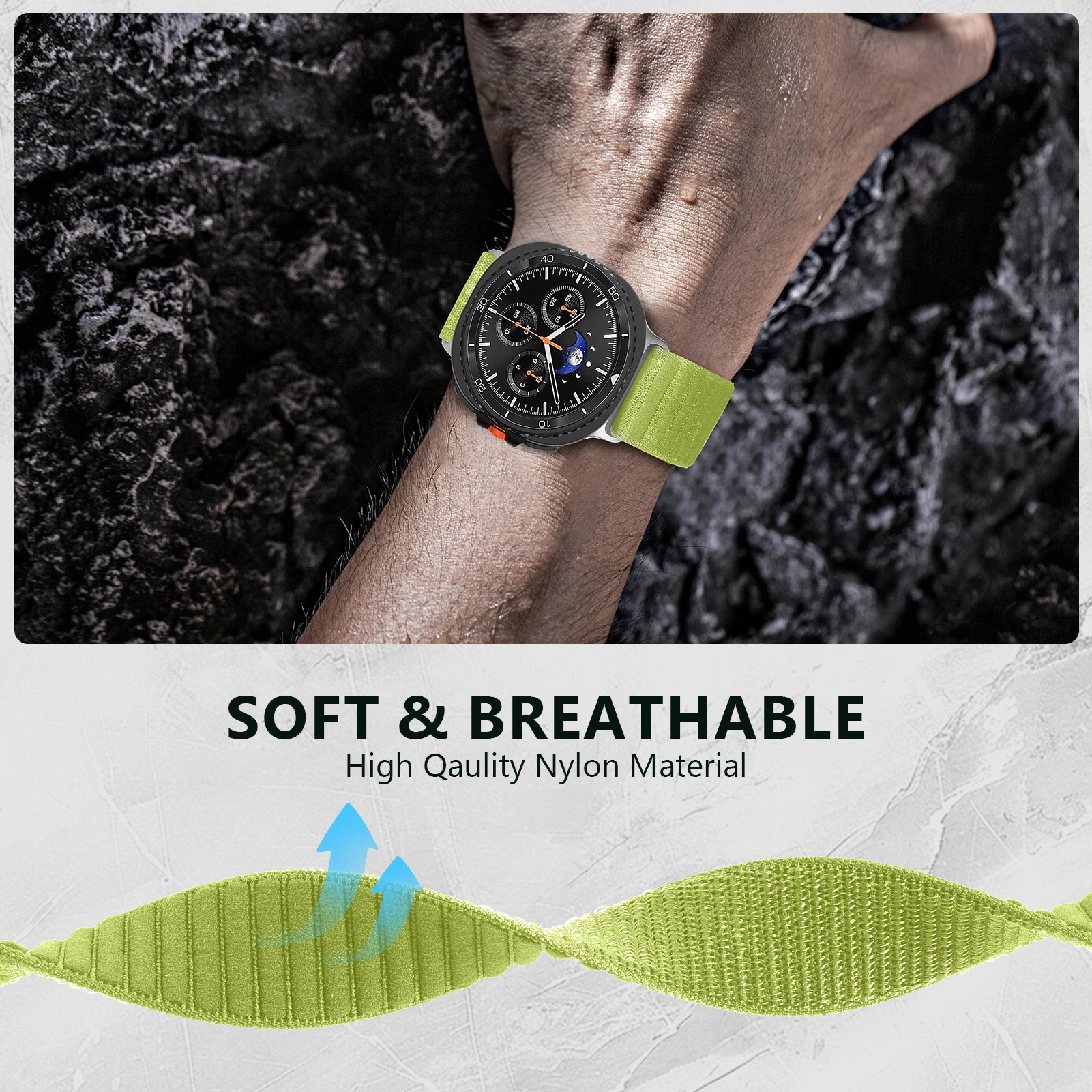 Braided Nylon Loop Strap - Comfortable & Breathable Watch Band Accessory