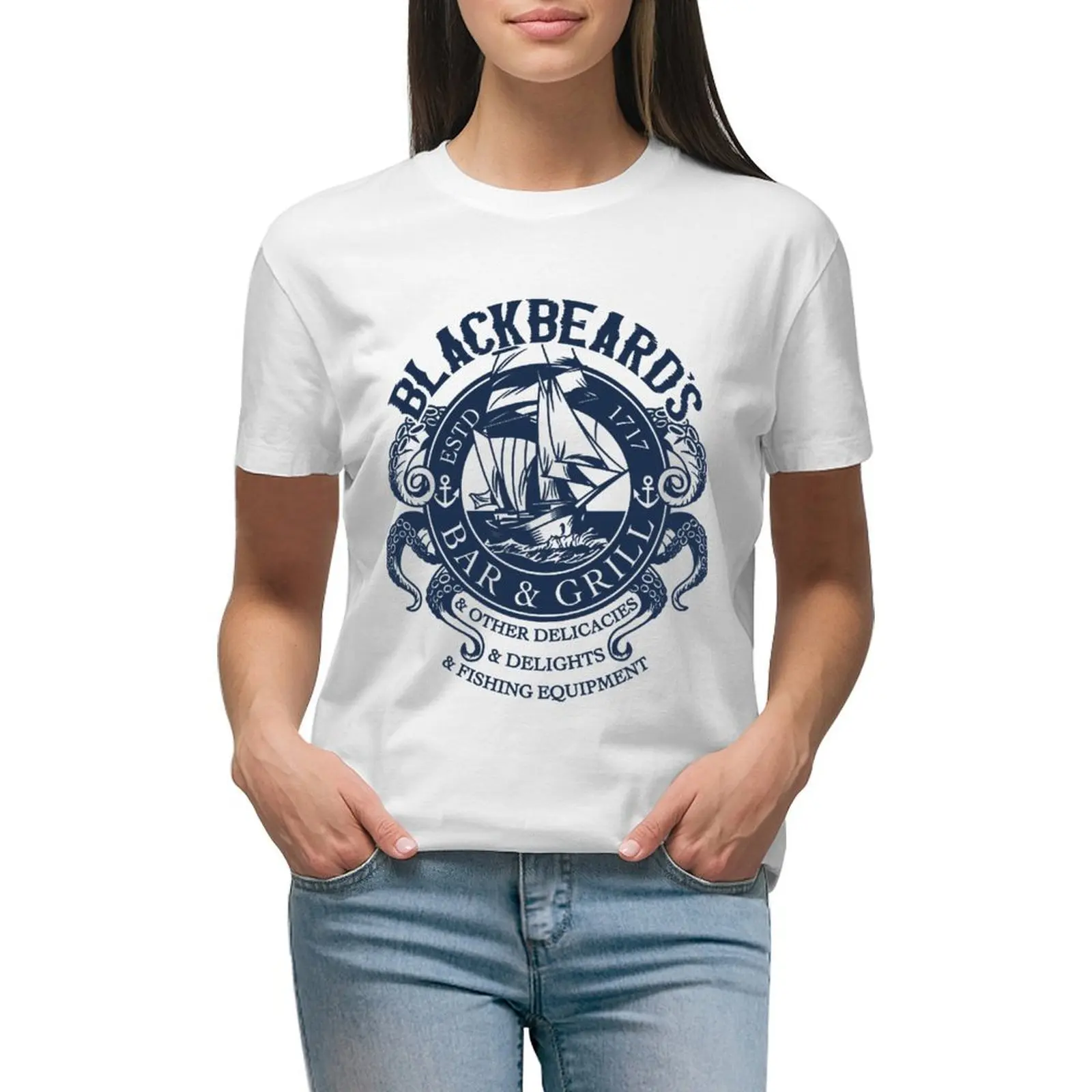 

Blackbeard's Bar & Grill T-shirt plus size tops animal print shirt for girls tshirts woman