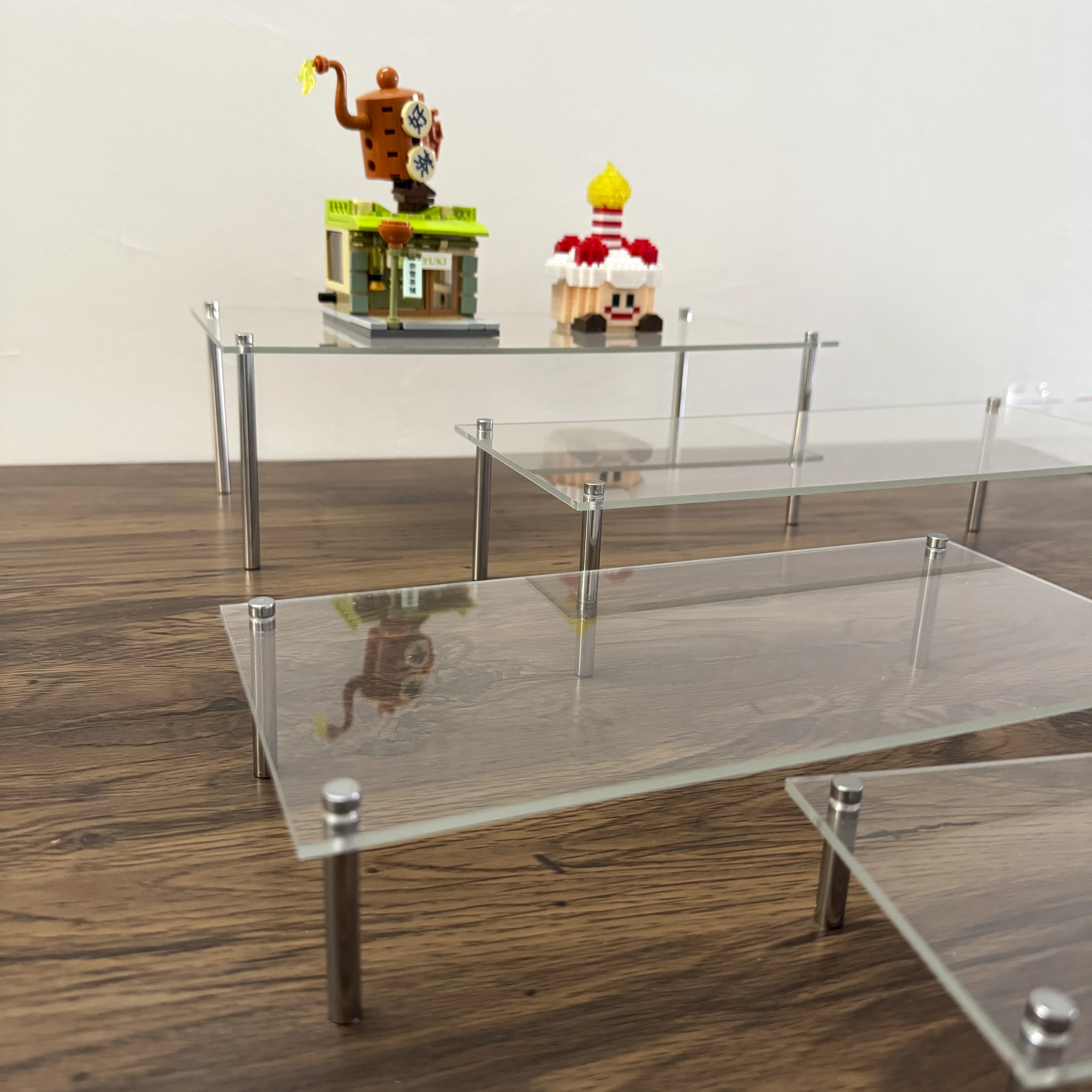 Acrylic Display Risers Stand Organizer, Clear Acrylic Shelf Riser Compatible With Perfume,Doll, Cake,Figure Display Decoration 6