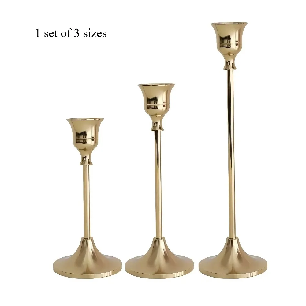 1/3pcs Vintage Elegant Tabletop Candle Holders Metal and Aluminum Home and Hotel Decoration Candlelight Dinner Props