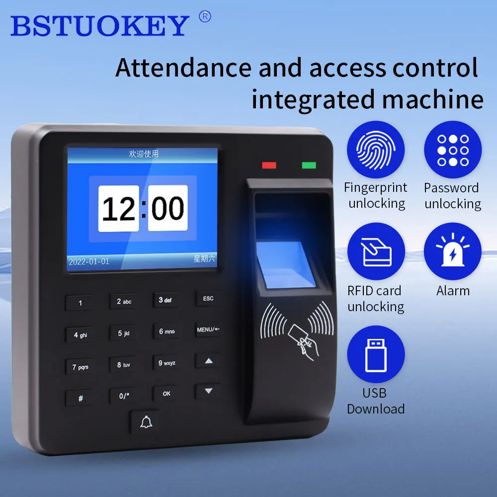 Biometric Attendance System USB Fingerprint Reader Time Clock Employee Control Machine Electronic Device M10 Portuguese English