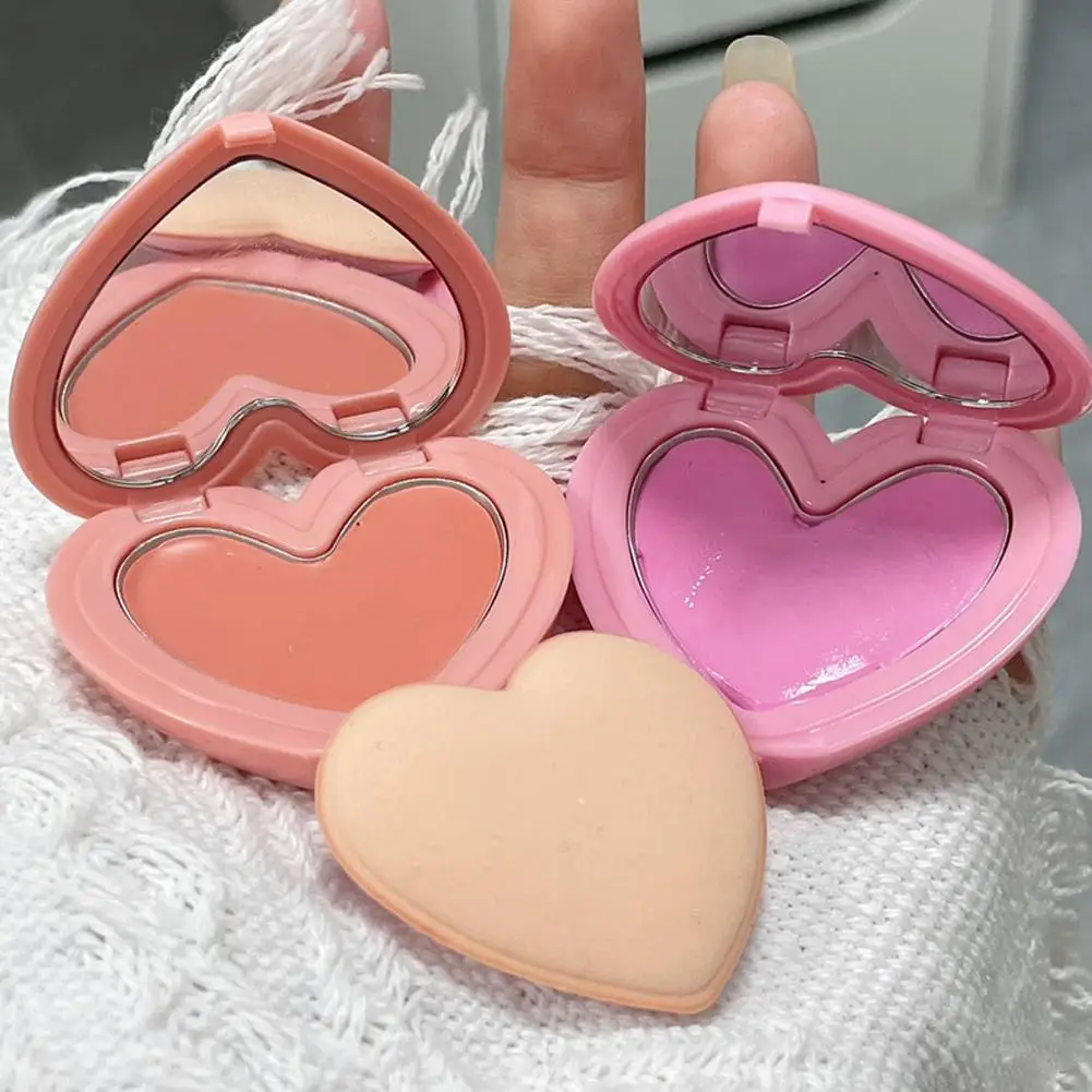 

Lovely Heart Blush Palette Mineral Powder Soft Natural Cream Cheek Tint Blush Cosmetic Long Lasting Waterproof Blusher Cream
