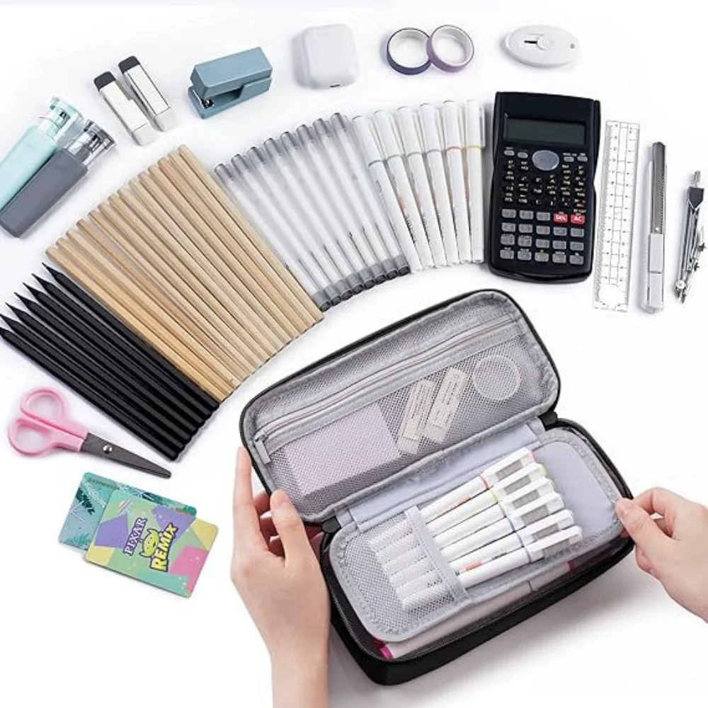 Deluxe Portable Pencil Case: Spacious Stationery Organizer
