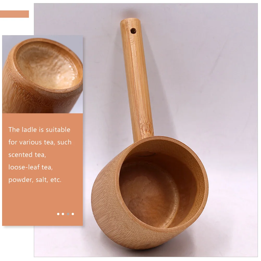 Wooden Scoop Spoon Bath Spoon Large Ladle Water Bamboo Scoop Sauna Bucket for Restaurant Watering Tea Japanese Kitchen