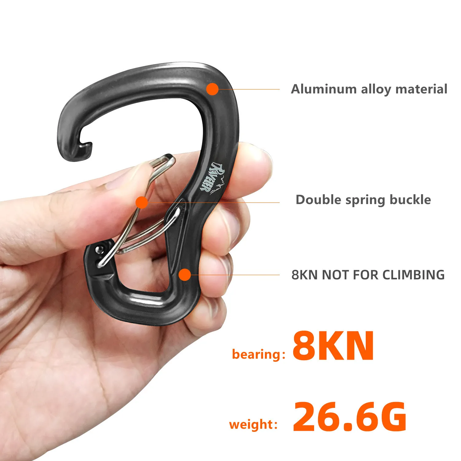 4PCS Outdoor hammock double locking buckle, multifunctional aluminum alloy hanging buckle, camping hammock quick hanging buckle 6