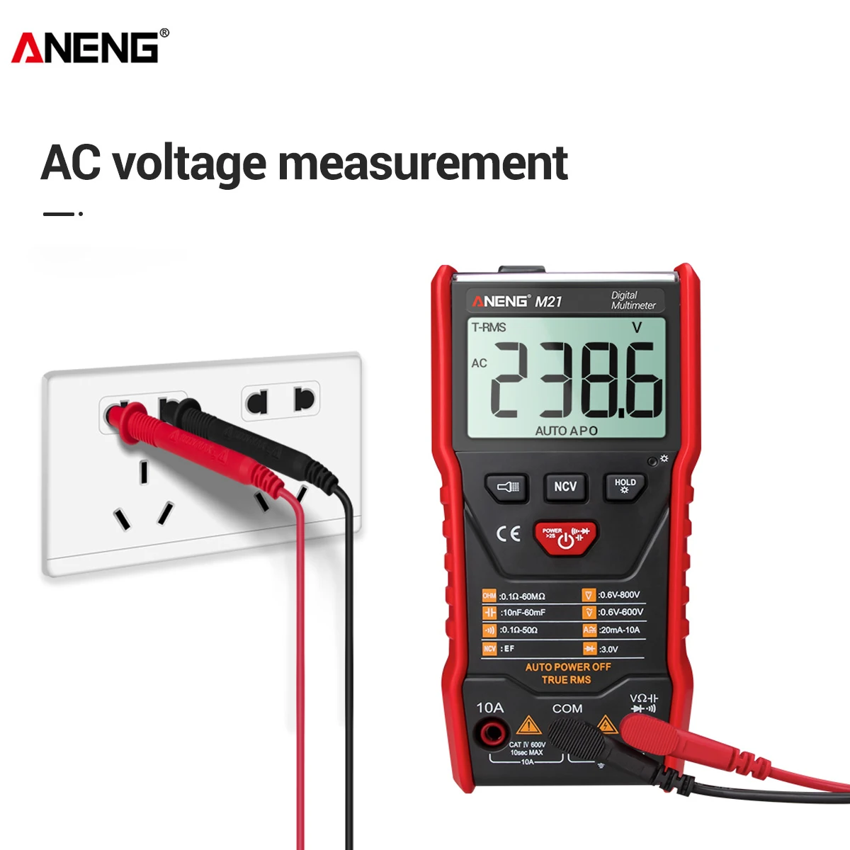 ANENG M21 Digital Auto Multimeter 6000 Counts Backlight AC/DC Portable