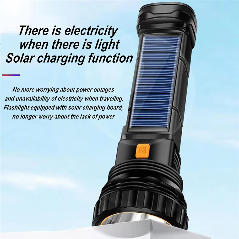 Solar Led Flashlight Waterproof Outdoor Flash Light 1000 Lumens Rechargeable Solar/usb Charging Emergency Supply Strobe Light 1 set wireless speaker double channels usb solar charging flashlight 800mah hifi sound 5 1 bluetooth compatible sound box