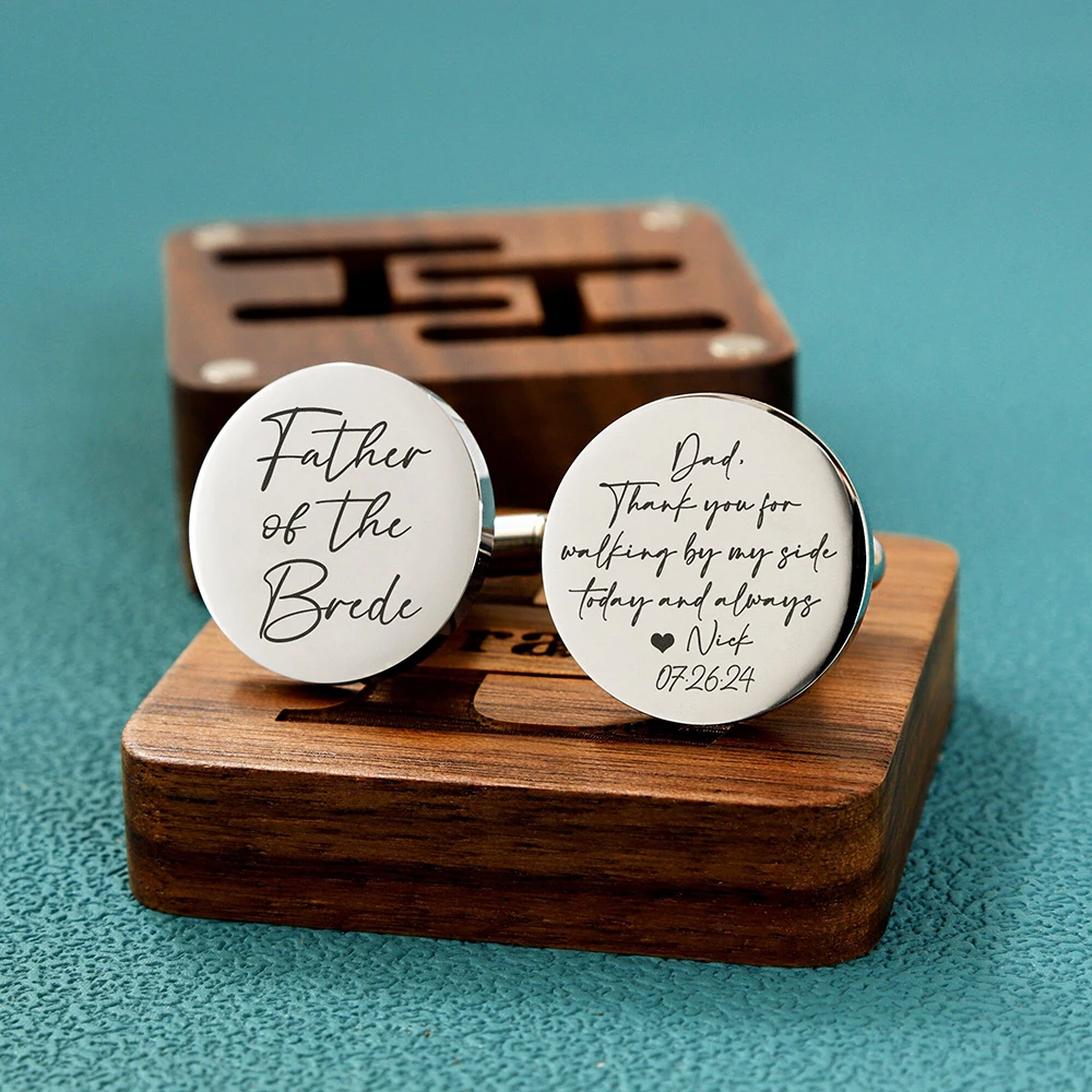 Personalized Wedding Cufflinks Father of the Bride Gift Custom Groomsmen Cufflinks from Bride calligraphy customized name cufflinks men s suit cufflinks accessories personalized text business gift for father