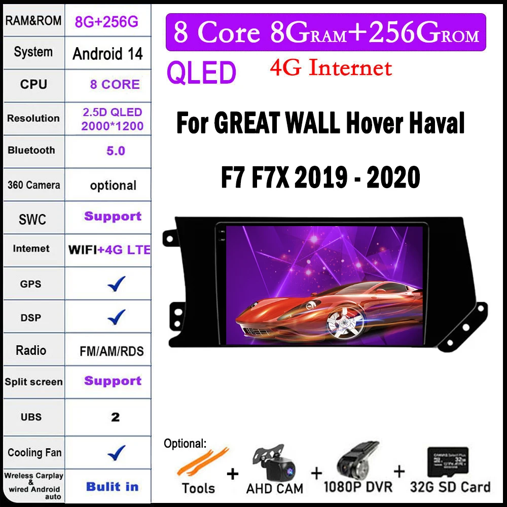 

Автомагнитола для GREAT WALL Hover Haval F7 F7X 2019-2020, мультимедийный видеоплеер, навигация, стерео, GPS, Android 14