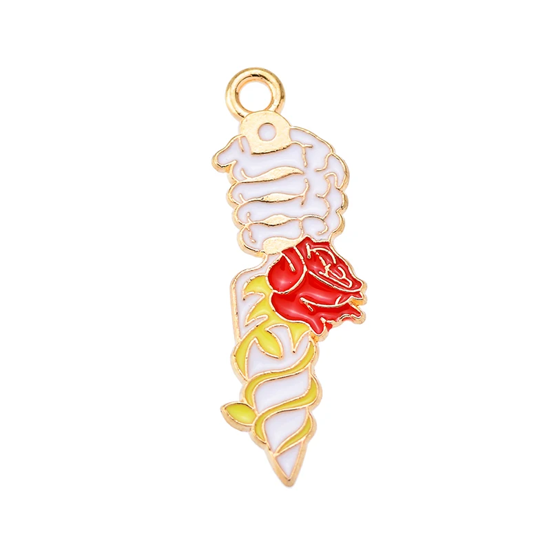 12 Stile, Totenkopf, Rose, Klavier, Katze, Hinweis, Kaninchen, emaillierte Legierung, Anhänger für Damen, Halloween, Halskette, DIY-Schmuckherstellung, Zubehör – Detail 6